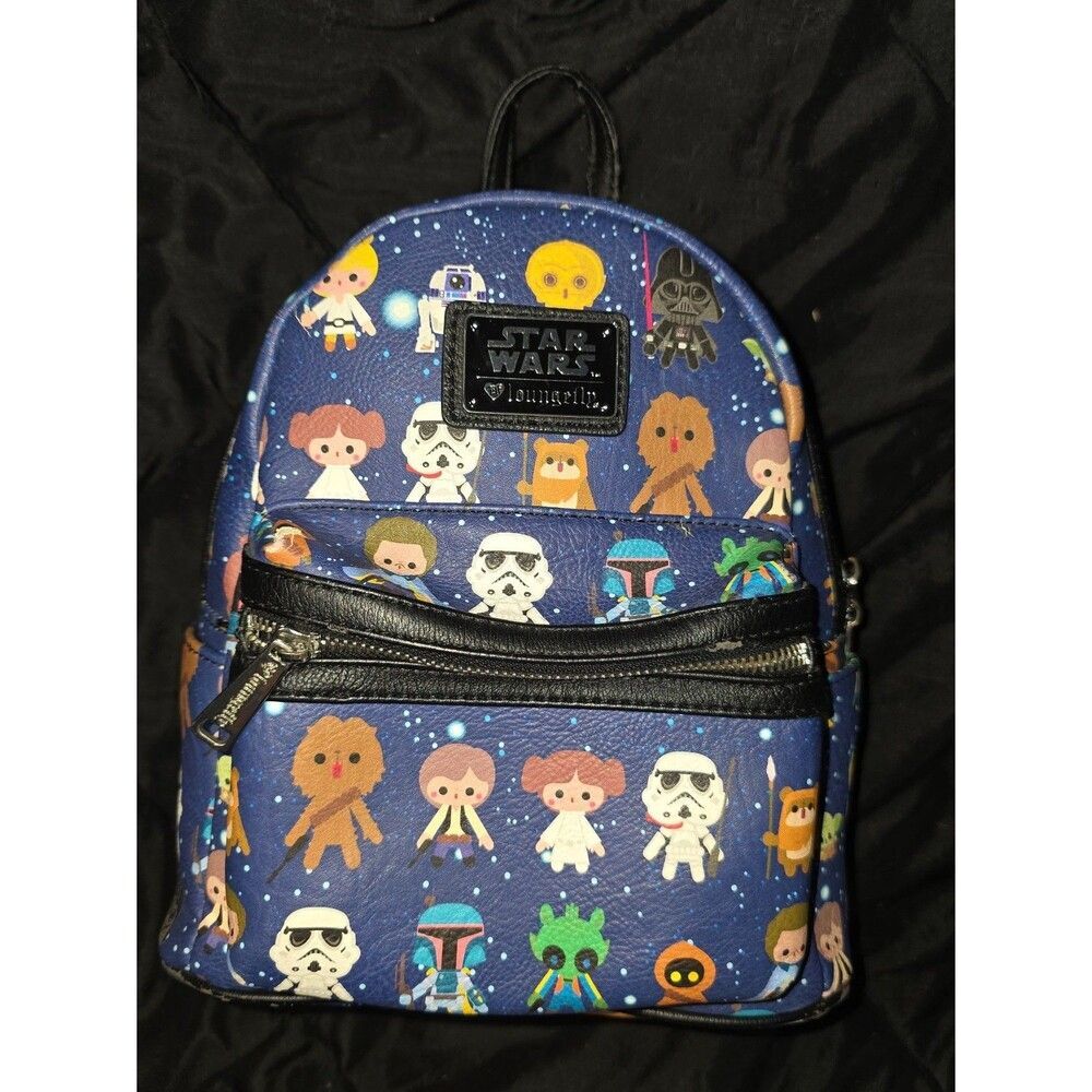 Loungefly Disney star wars chibi character print mini backpack bookbag purse bag